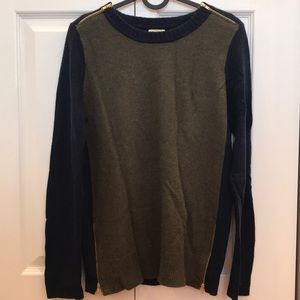 Two Colored JCrew Sweater with Gold Zipper detail